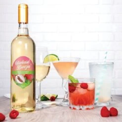 Luscious Lychee Martini Wine Cooler Kit - RJS Orchard Breezin Limited Release -Liquor Store 43697 Orchard Breezin LE Luscious Lychee Martini bottle glasses